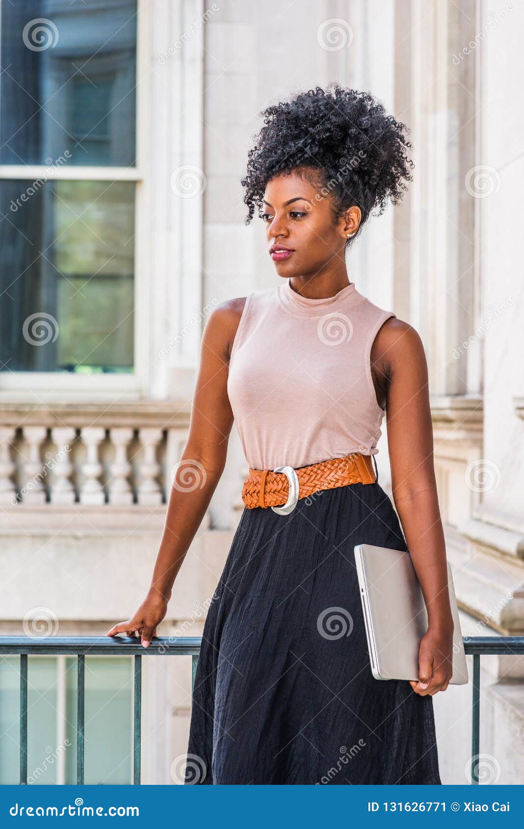 Portrait of Young African American Female College Student in New Stock  Photo  Image of attractive city 132298746