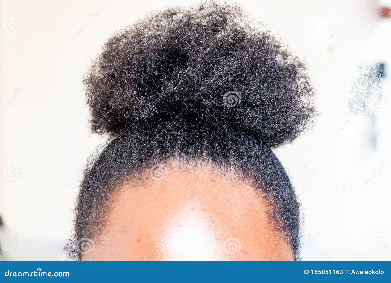 Young Beautiful Black Girl with Natural Afro Kinky Hair Bun. African  American Kinky Curly Woman with Cute Bun for Creative Elegant Stock Image -  Image of black, healthy: 185051163