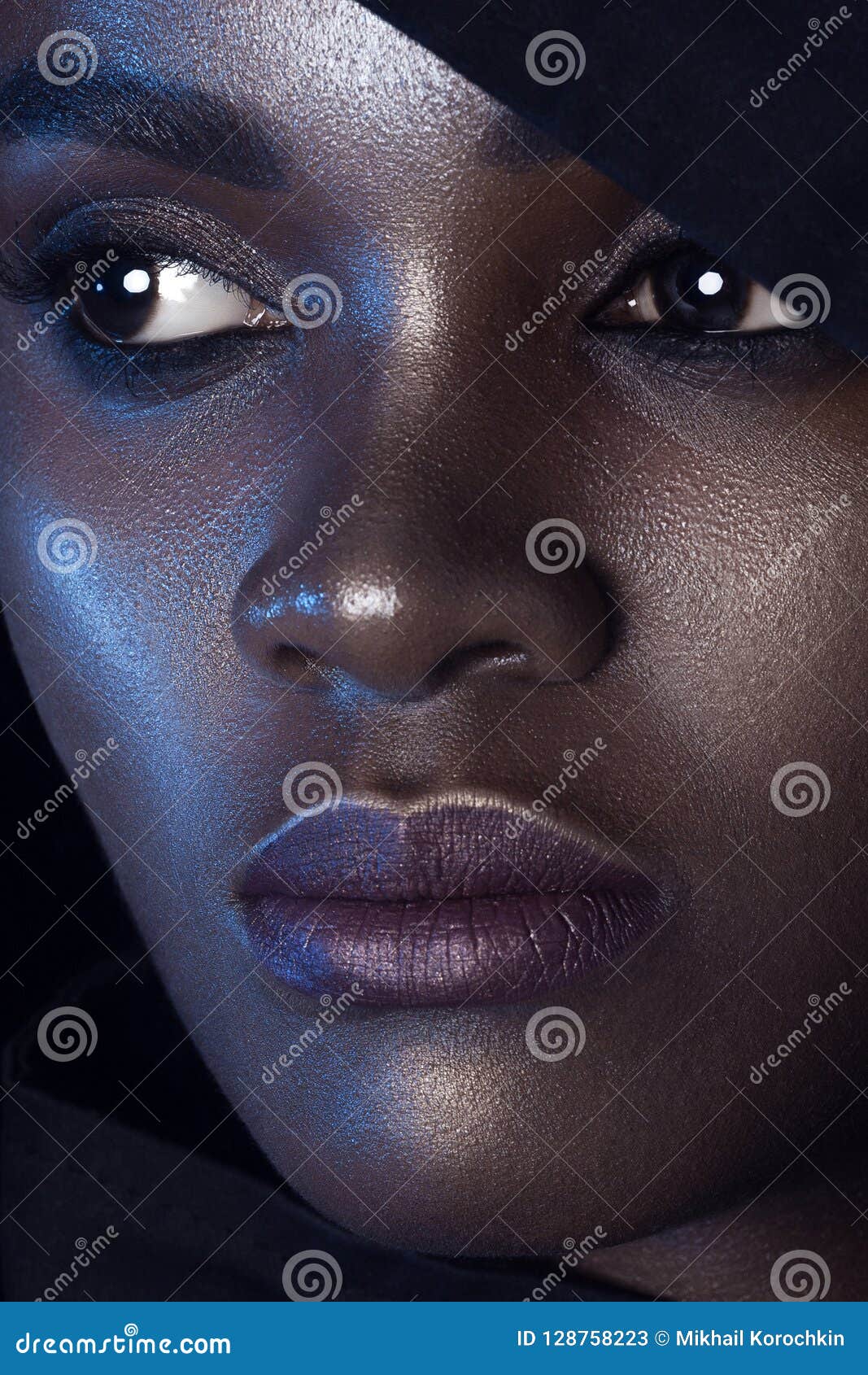 Young Beautiful Black Woman with Clean Perfect Skin Makeup Stock Image ...