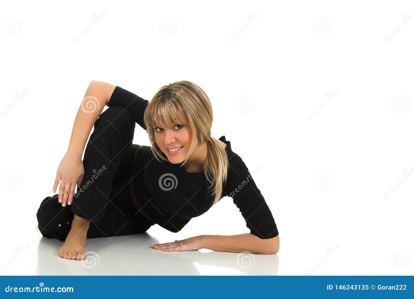 Young Beautiful Girl Doing Exercises Stock Image - Image of white ...