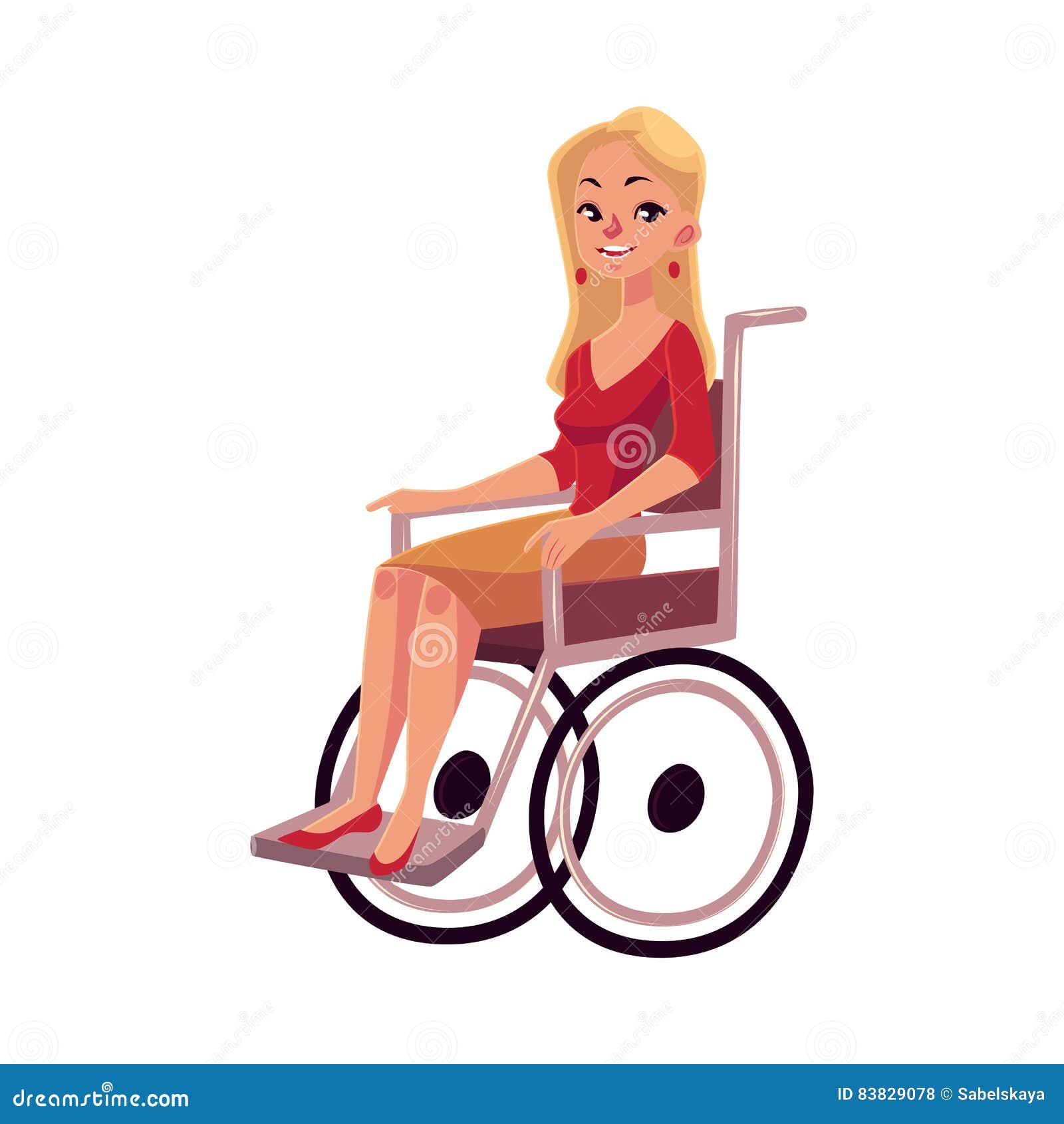 Young Beautiful Blond Woman Sitting in Wheelchair Stock Vector ...