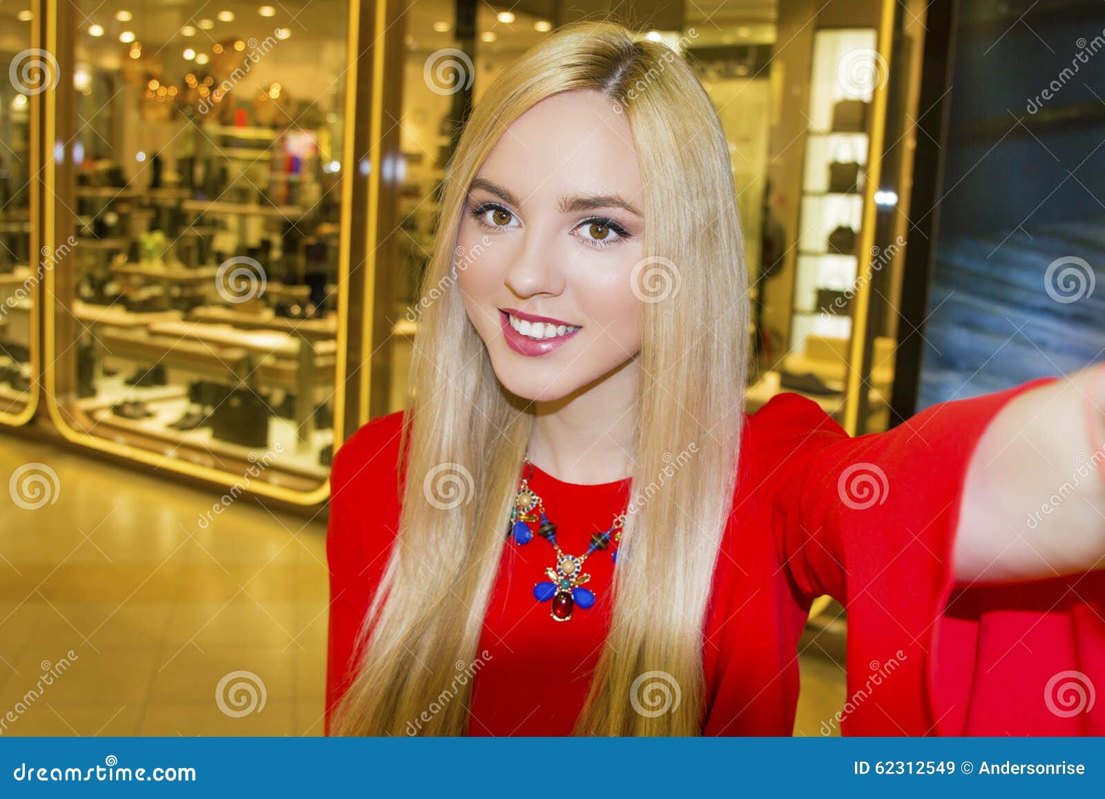 Young Beautiful Blond Woman Taking Selfie With Mobile Phone Stock Image Image Of Portrait