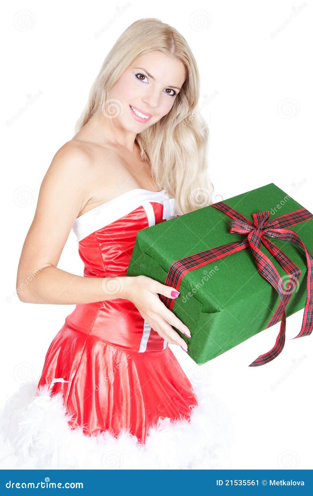 Young Beautiful Blonde Woman with Gift Box Stock Image Image of