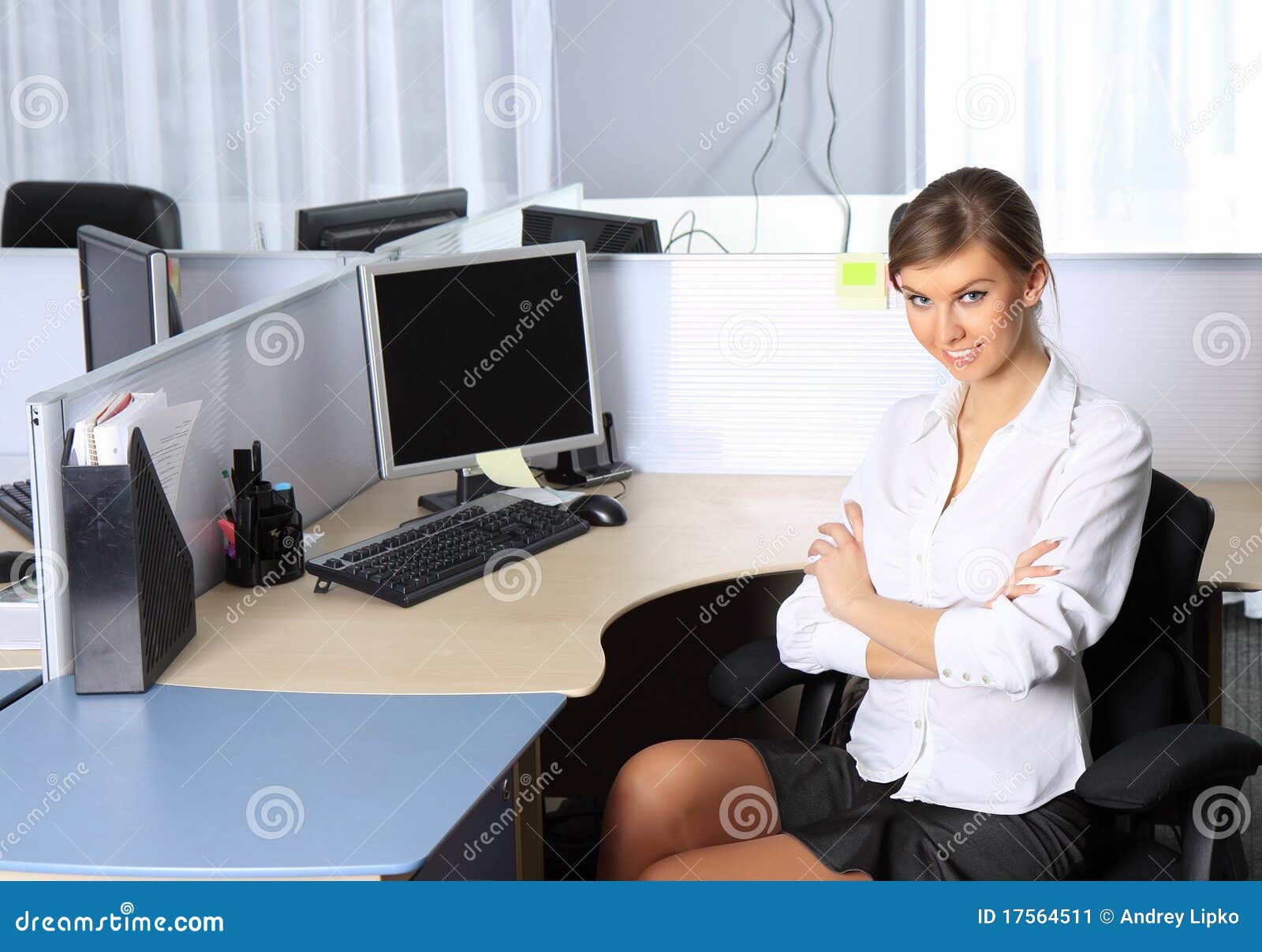 Young Beautiful Business Woman Working At Office Stock Image Image Of