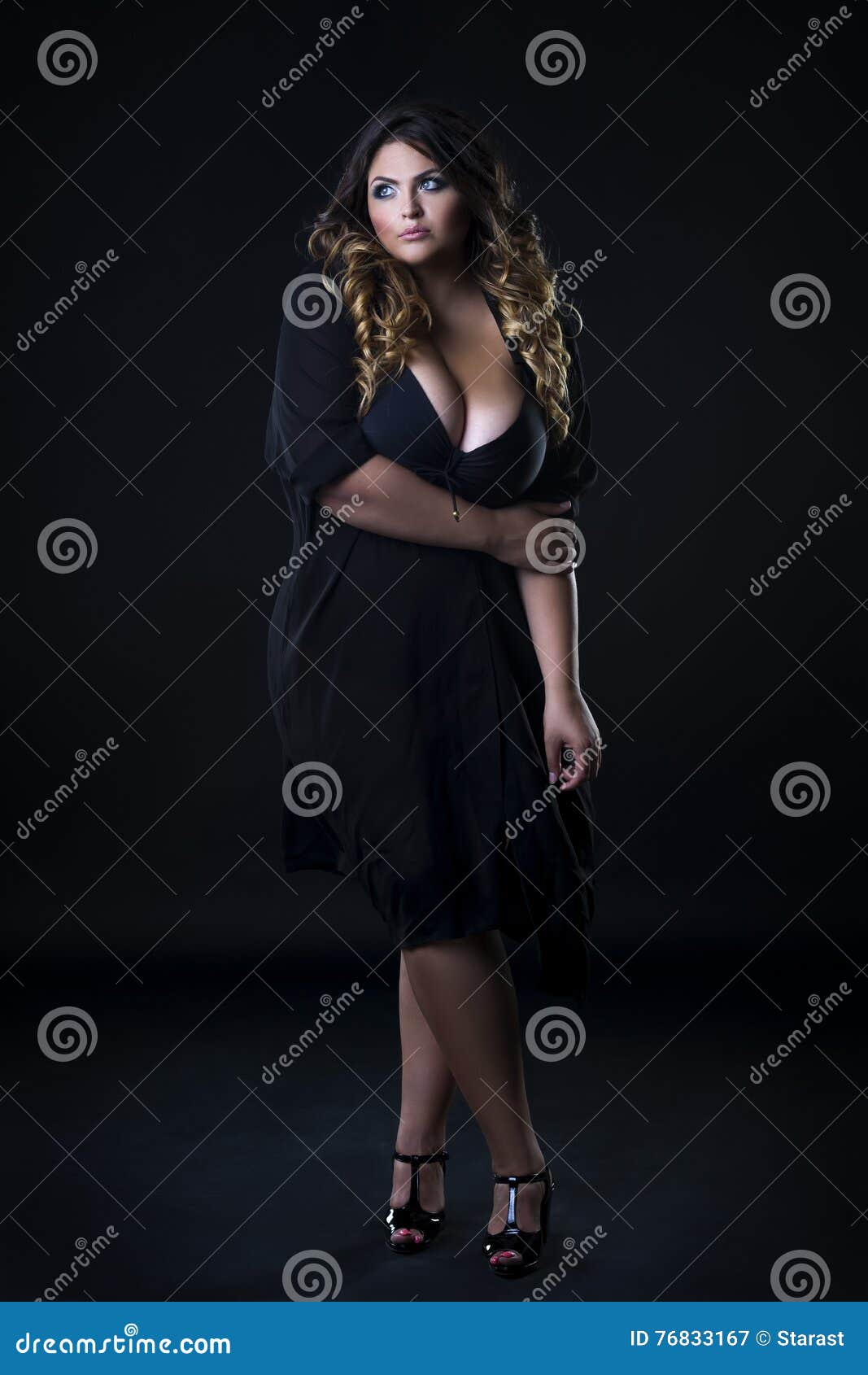 Young Beautiful Caucasian Plus Size Model in Underwear, Xxl Woman