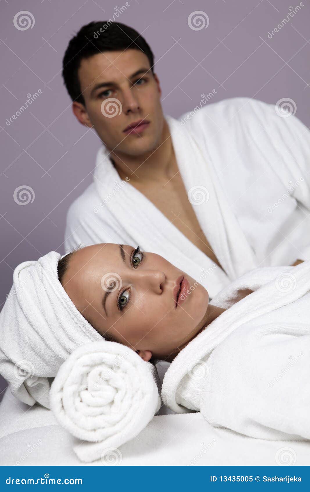 Young Beautiful Couple in the Spa Stock Image Image of mind, purity 13435005