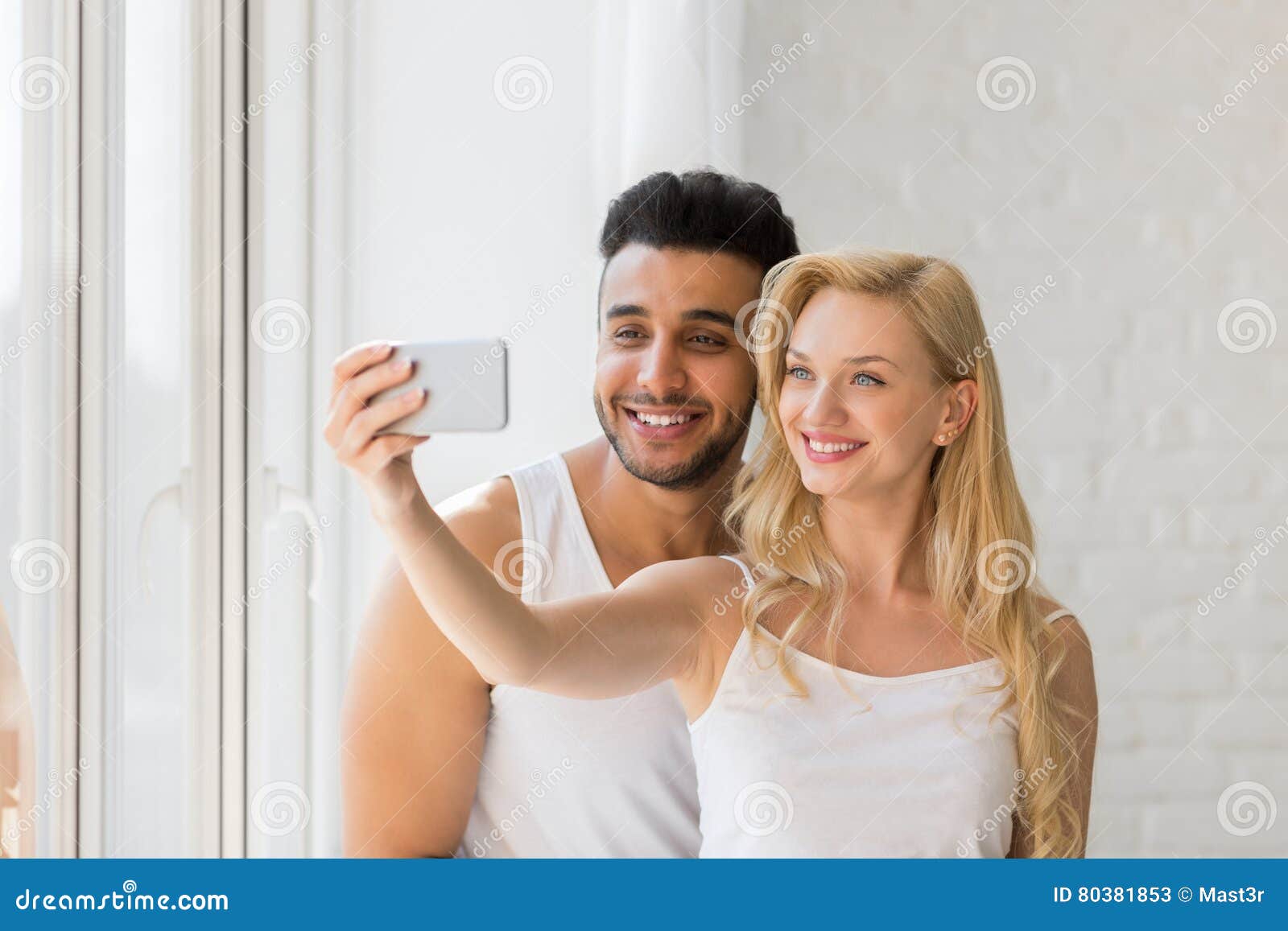 Asian couple bathroom selfshot