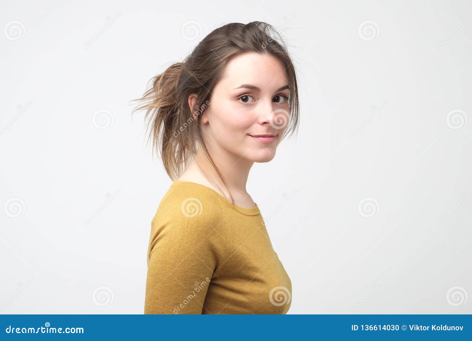 Young Beautiful Cute Cheerful Girl Smiling Looking At Camera Stock