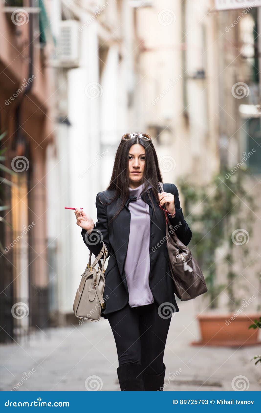 Italian Girl on in the Streets Stock Image - Image of intent, italian ...