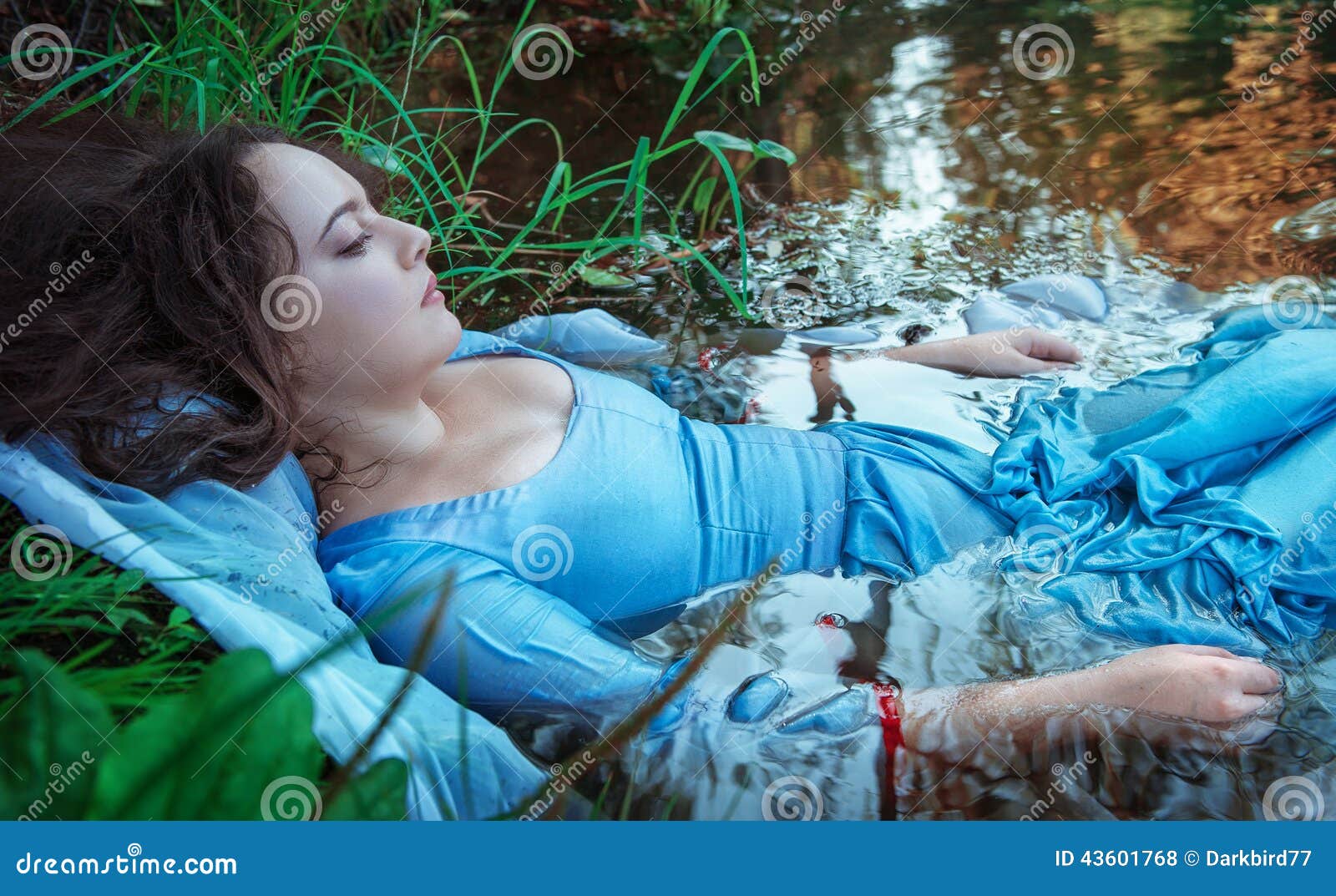 Young Beautiful Drowned Woman Lying in the Water Stock Photo - Image of ...