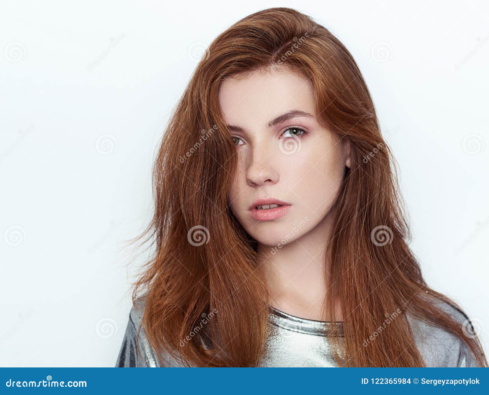 Young Beautiful Excited Woman With Gorgeous Natural Red Hair Green Eyes ...