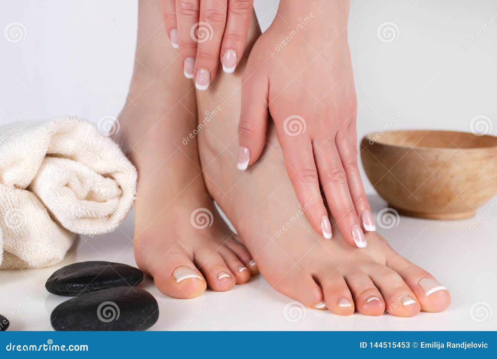 embrace beauty and femininity: french manicure and pedicure in a spa studio
