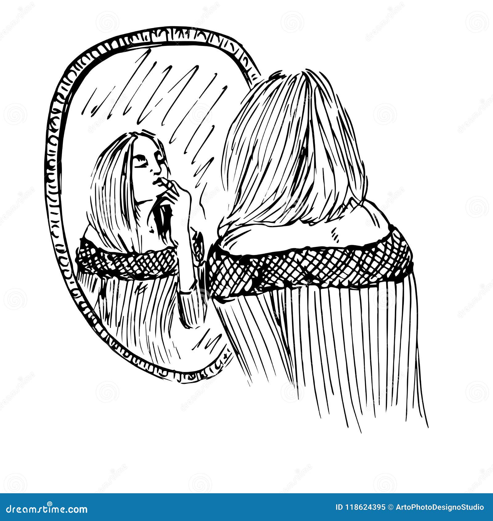 Girl Mirror Sketch Stock Illustrations 956 Girl Mirror Sketch Stock Illustrations Vectors Clipart Dreamstime