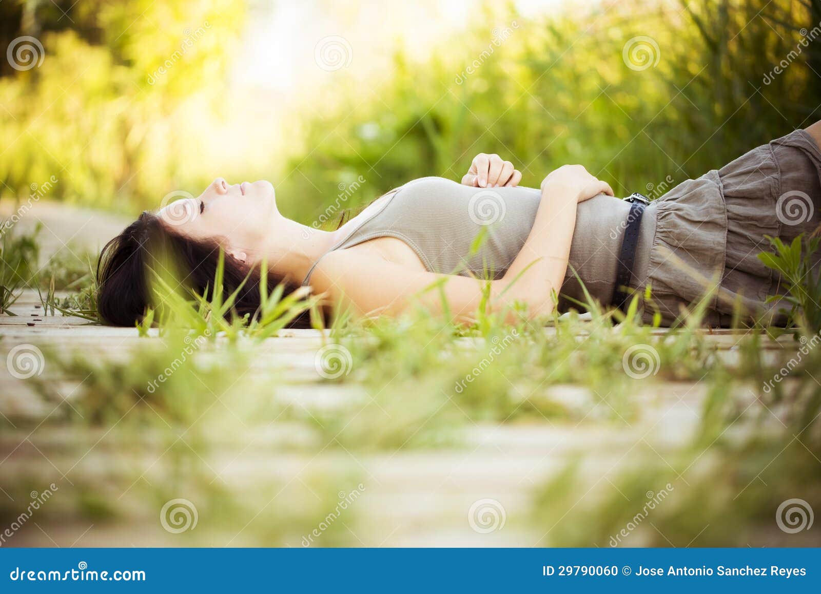 lying on a walkway