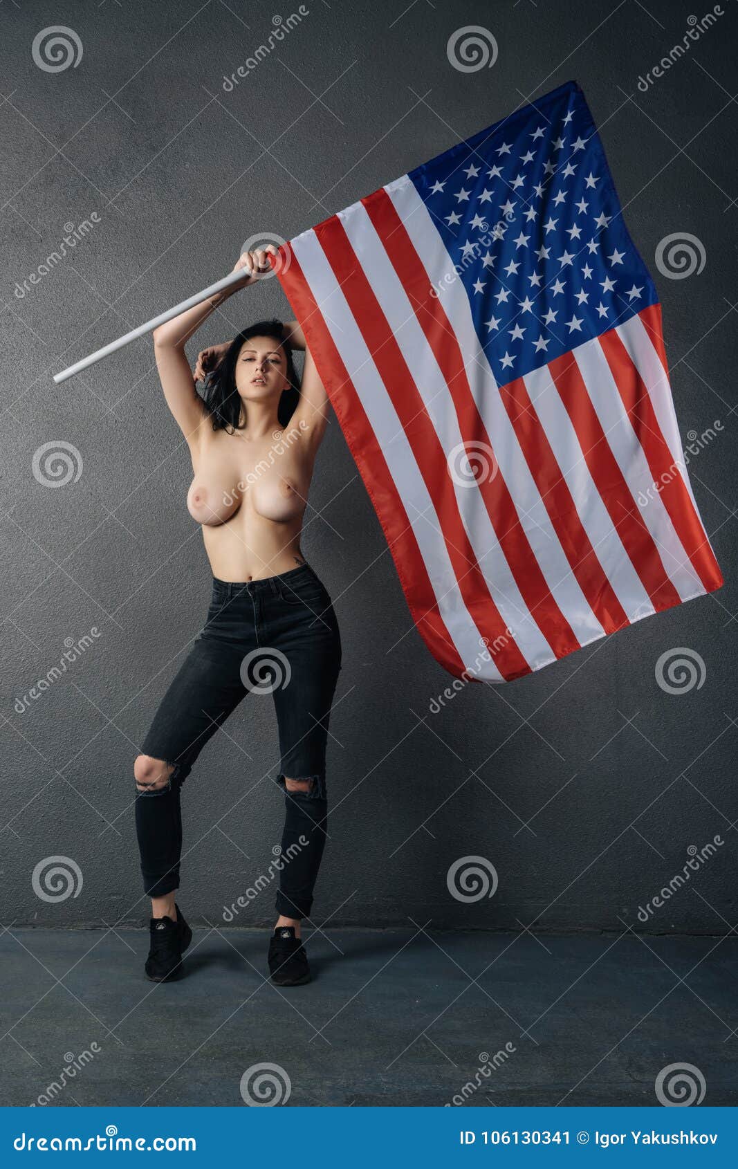 Busty Asian Hitomi Tanaka Poses In American Flag Bikini