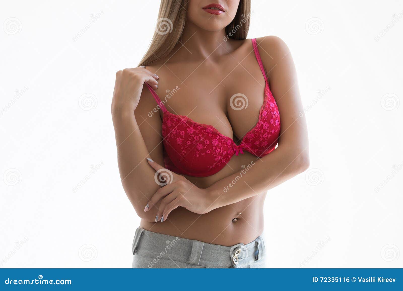 Girl Shows On Her Small Perfect Breasts In Bra Stock Photo, Picture and  Royalty Free Image. Image 24444662.