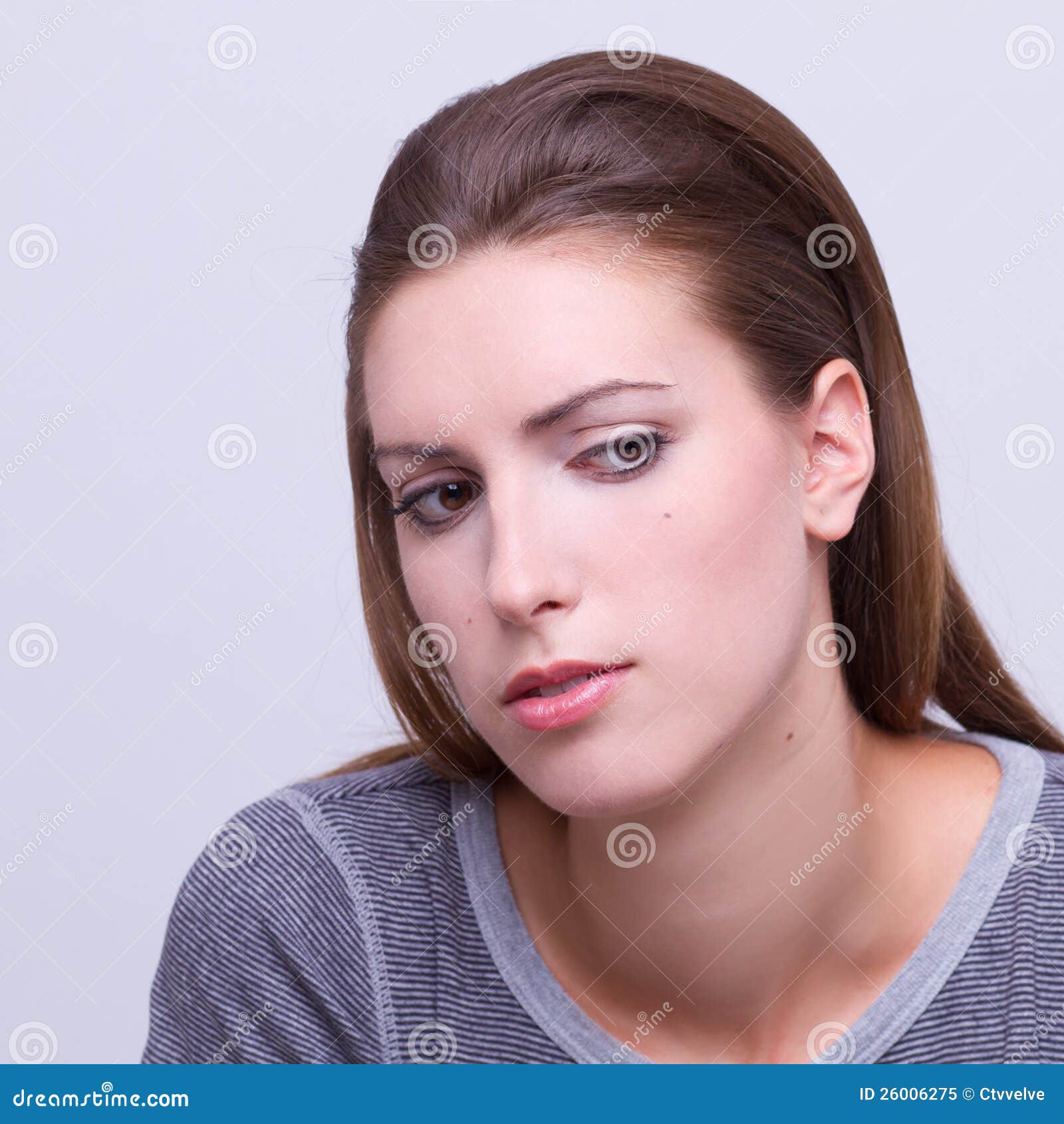 Young Beautiful Girl Suspicious Stock Image - Image of face, beauty ...