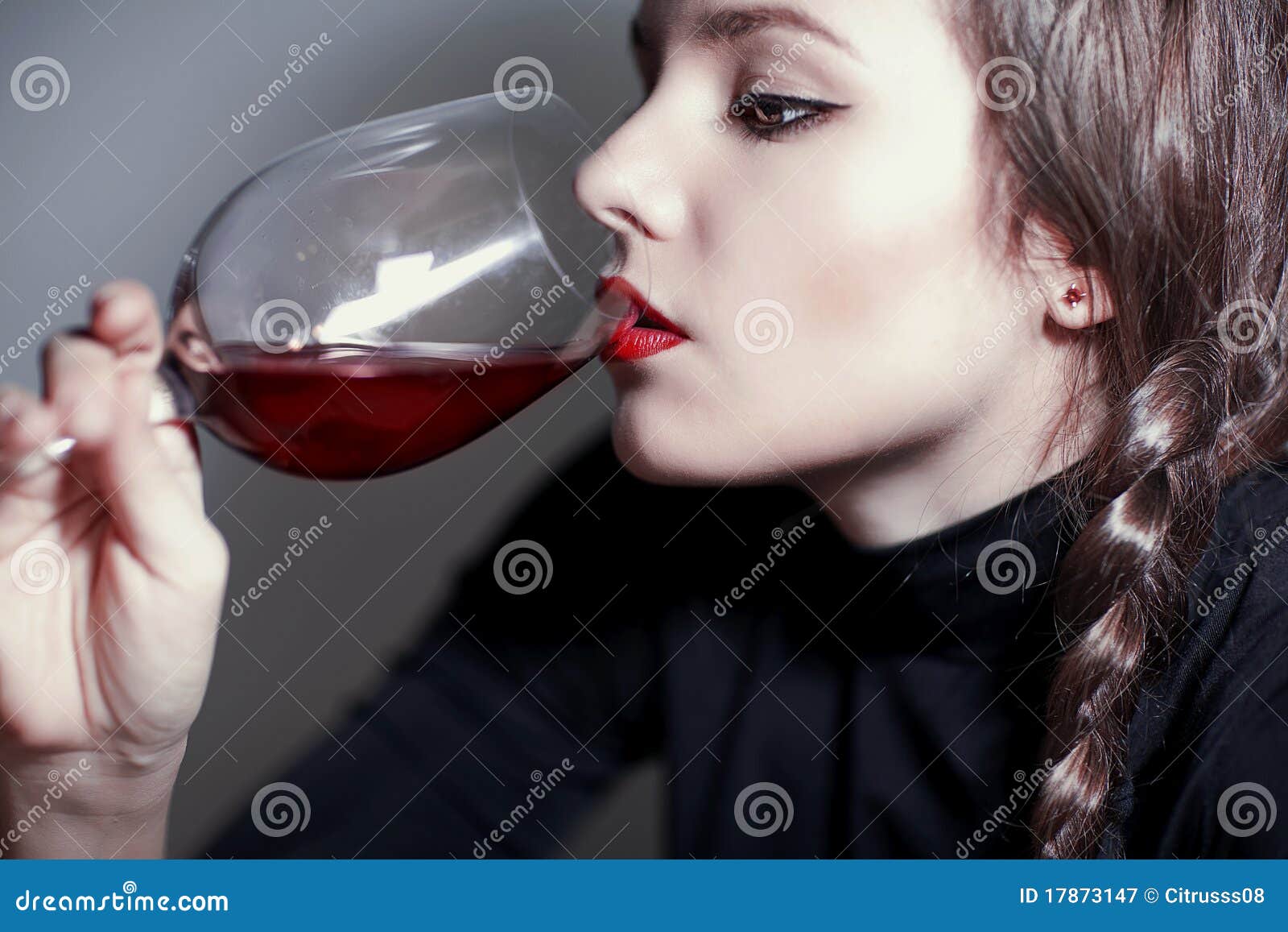 Young Beautiful Girl Testing Red Wine Stock Image Image of girl