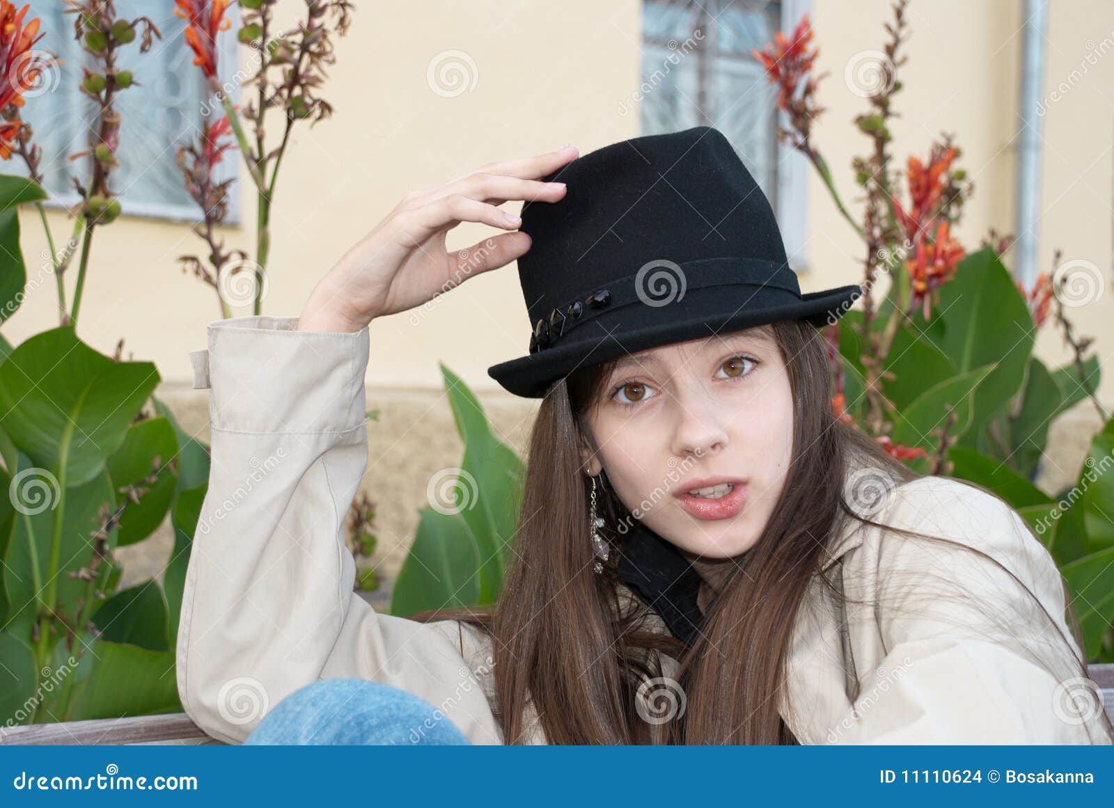 Young Beautiful Girl in a Trilby Hat Stock Photo - Image of attractive