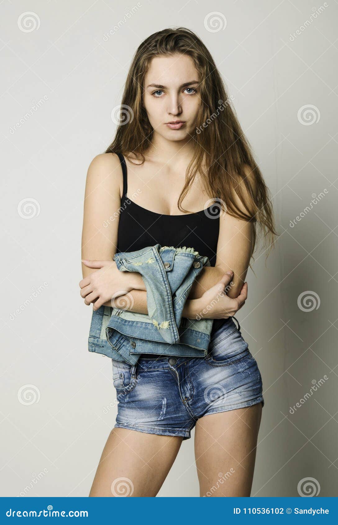 jean jacket and shorts