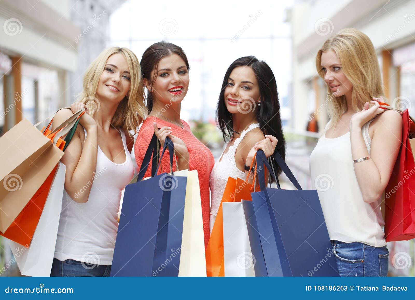 Women shopping in mall stock image. Image of people - 108186263