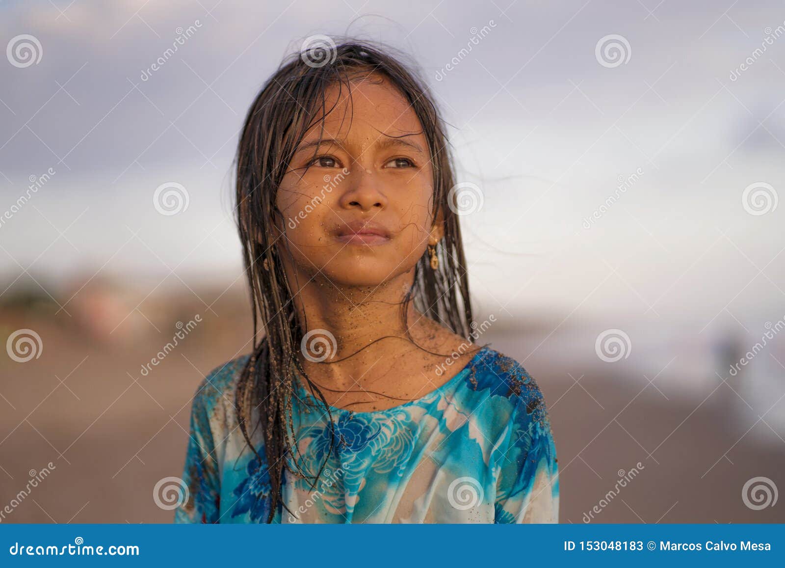 Young Beautiful and Happy 7 or 8 Years Old Asian American Mixed Child Girl  with Wet Hair Enjoying Holidays Playing in the Sea Stock Image - Image of  female, holidays: 153048183