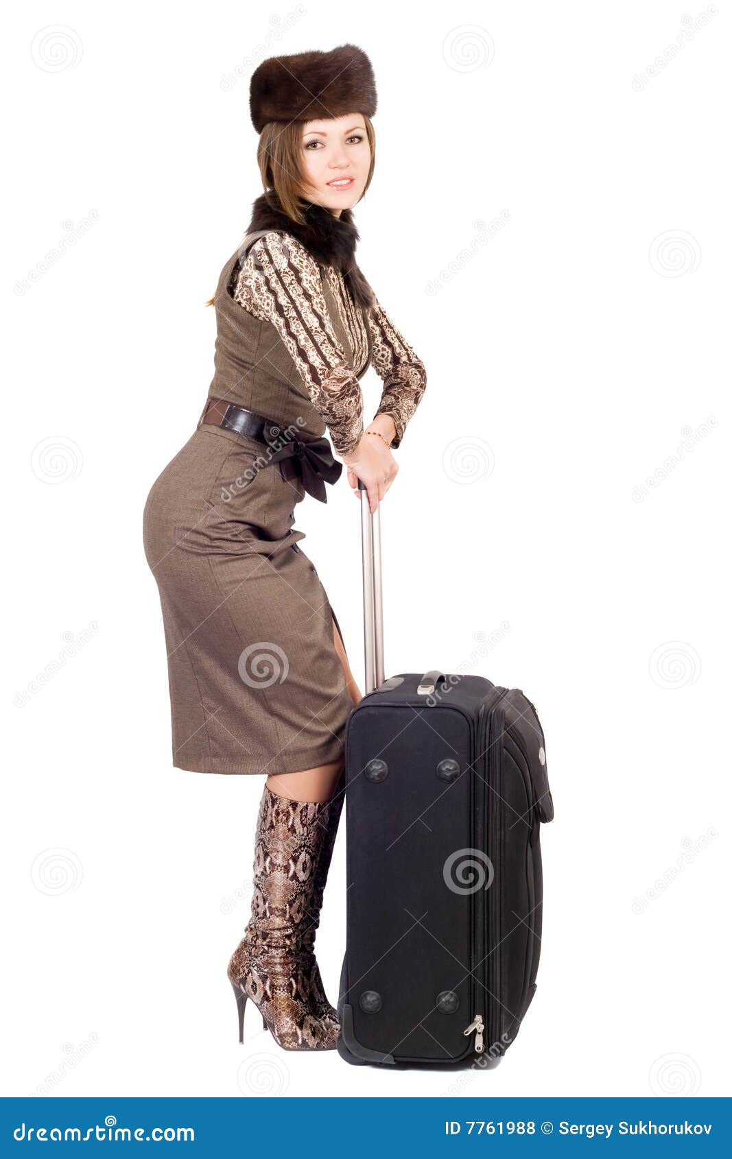 Young Beautiful Lady with a Suitcase. Stock Photo Image of lady