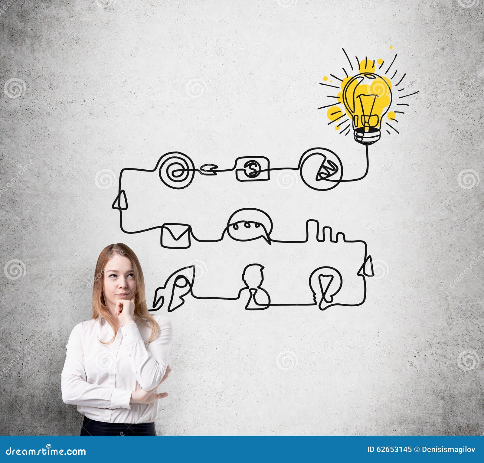 A Young Beautiful Lady Is Thinking About The Process Of Developing A