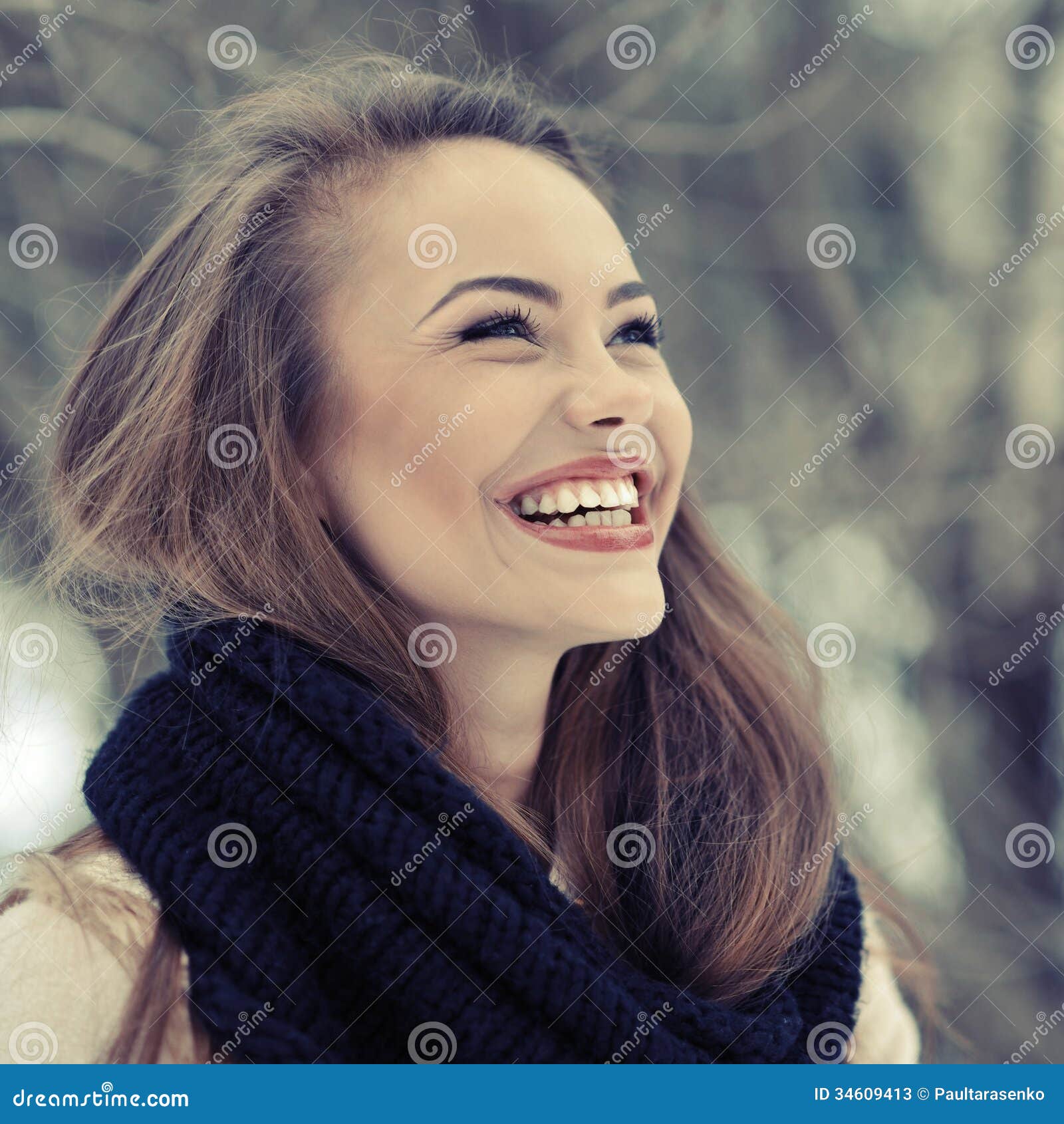 Beautiful Young Russian Woman Winter Portrait - Close Up Royalty-Free ...