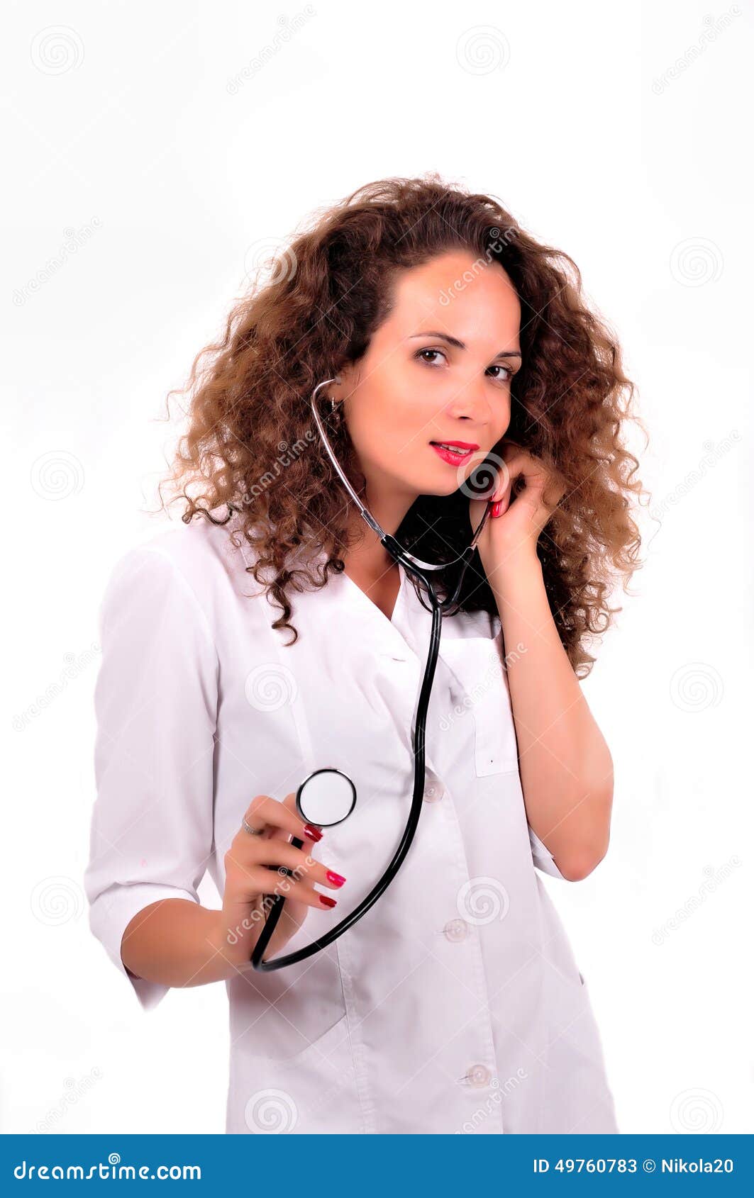 Young Beautiful Successful Female Doctor with Stethoscope Stock Image
