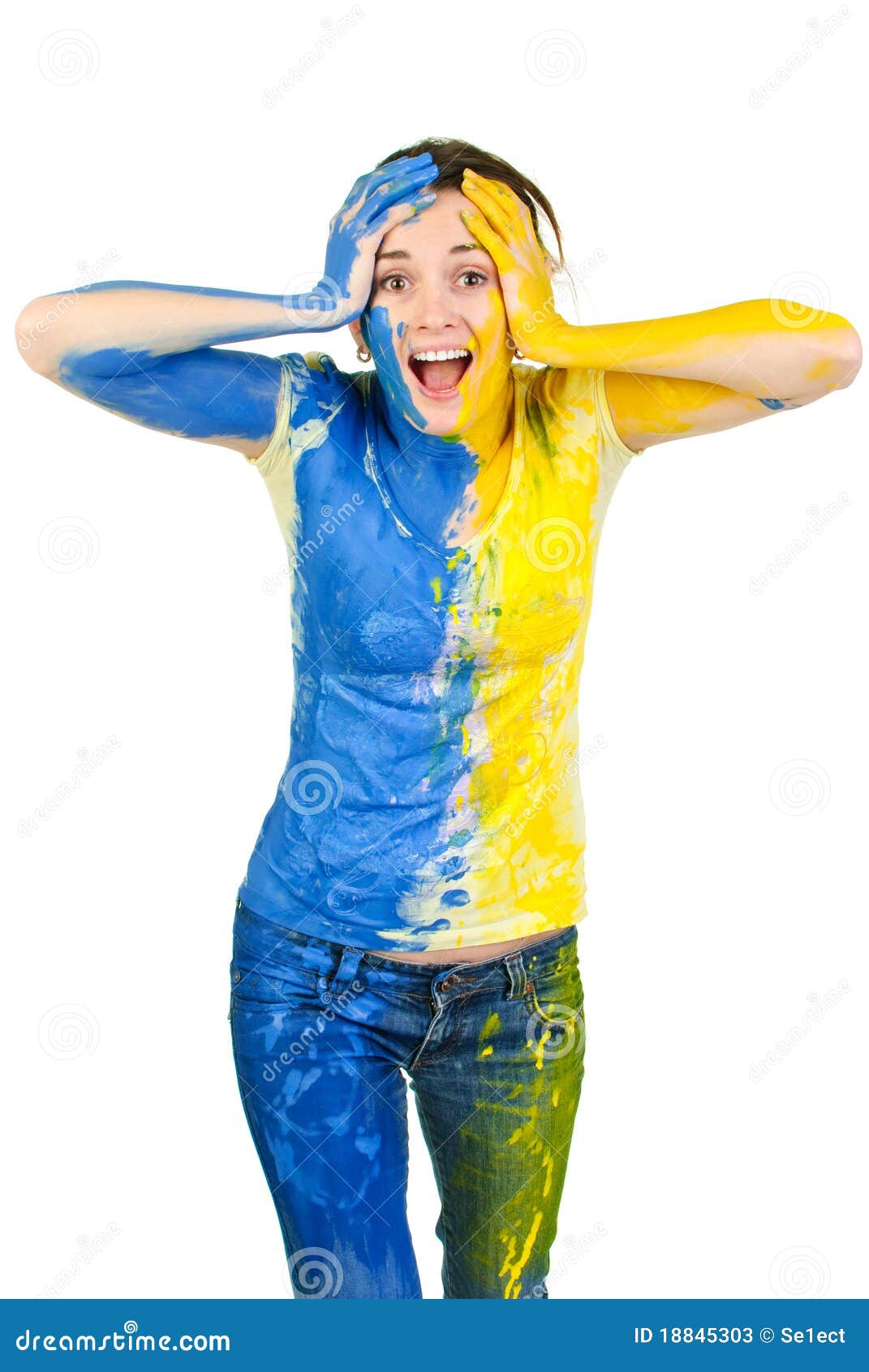 Blue Paint Face Shocked Woman Stock Photos Free & RoyaltyFree Stock Photos from Dreamstime