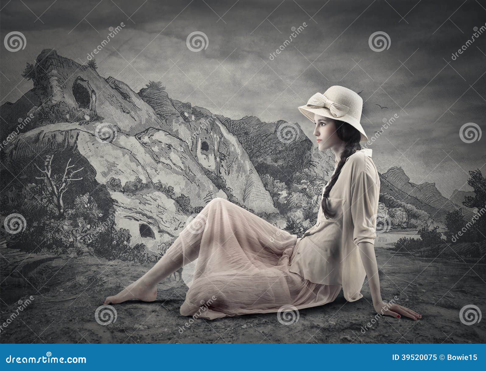 Young Beautiful Vintage Woman Stock Image - Image of young, vintage ...