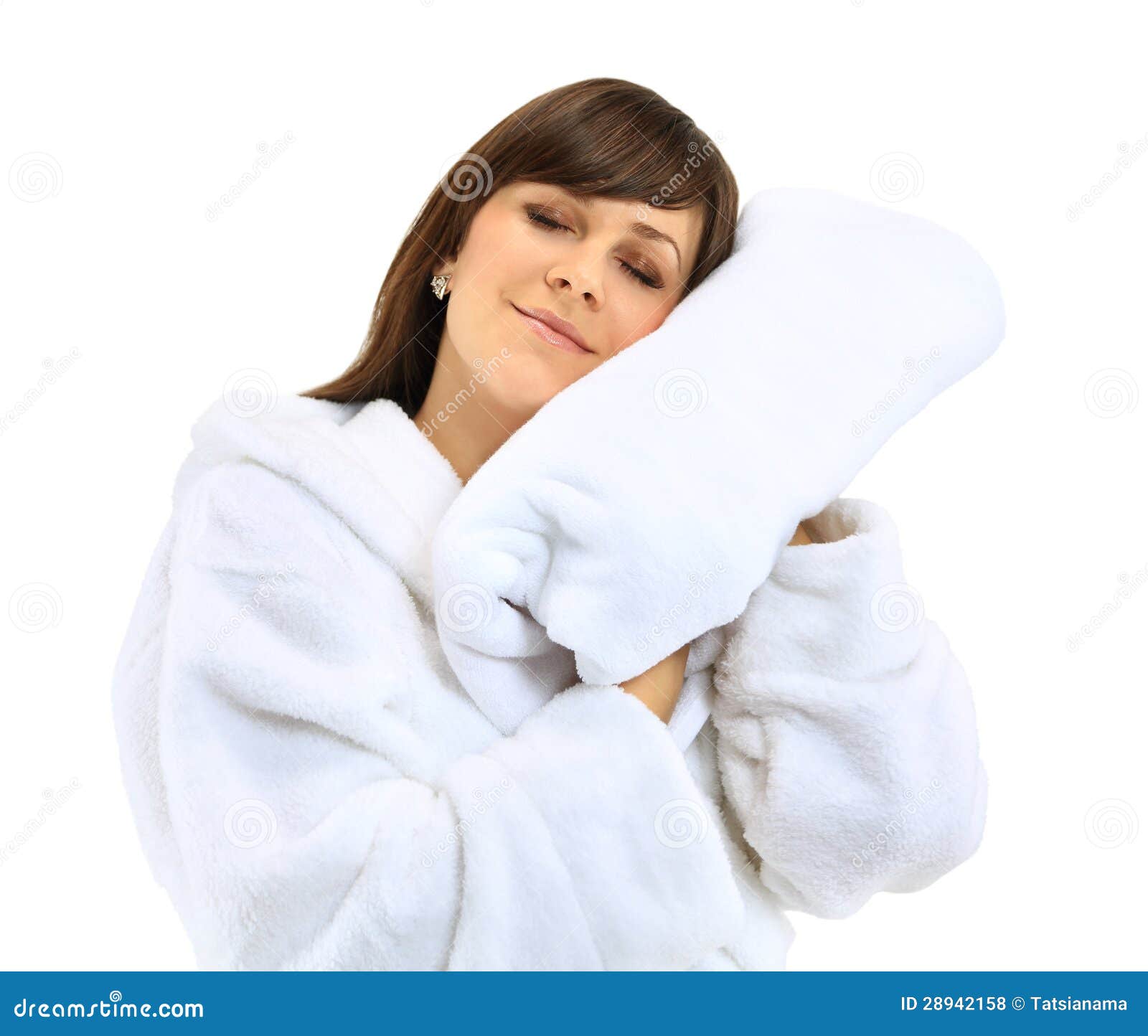 Young Beautiful Woman in Bathrobe with Towel Stock Photo Image of