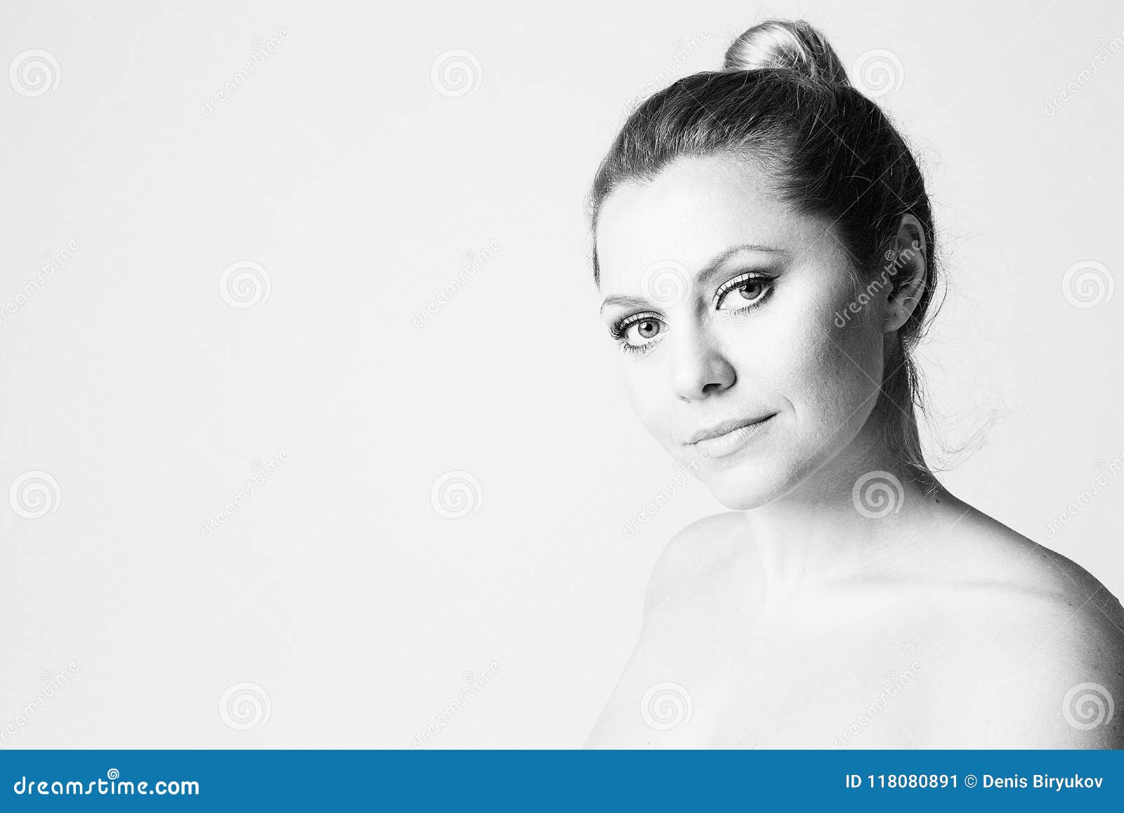Young Beautiful Woman with Blonde Hair, Big Eyes, Thick Eyebrows and Naked Shoulders Smiling on Gray Stock Image - Image of fashion, looking: 118080891 Young Beautiful Woman with Blonde Hair, Big Eyes, Thick Eyebrows and Naked Shoulders Smiling on Gray Stock Image - Image of fashion, looking: 118080891