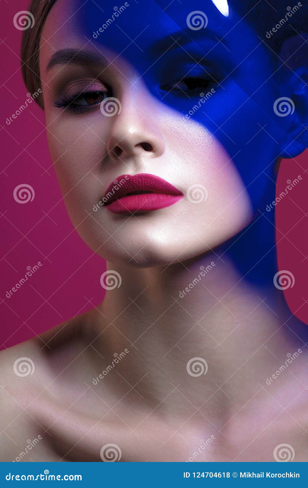 Portrait Of Young Beautiful Woman With Clean Perfect Skin Stock Image - Image of happy, cute 