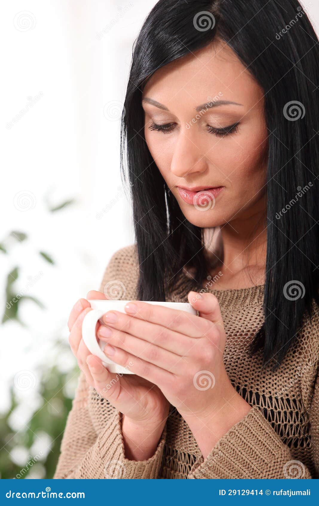 Young Beautiful Woman with Cup Stock Photo - Image of people, model ...