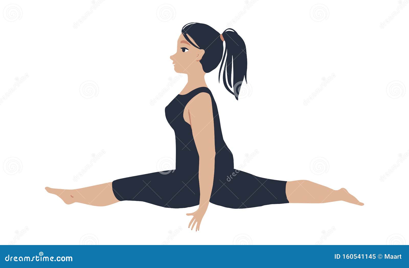 Young Beautiful Woman Doing Splits Stock Vector - Illustration of adult ...