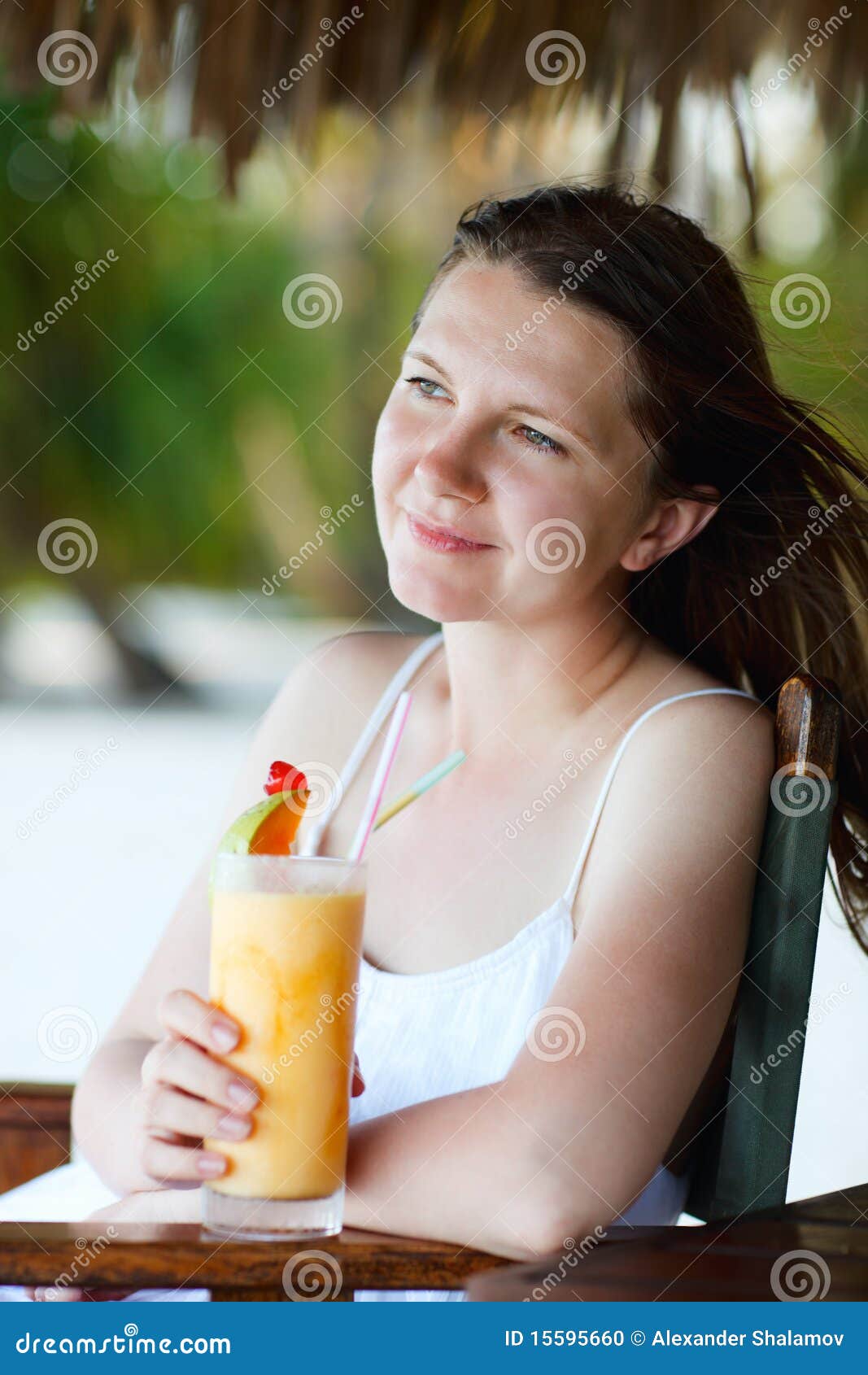 Young Beautiful Woman Drinking Fresh Fruit Juice Stock Photo Image of