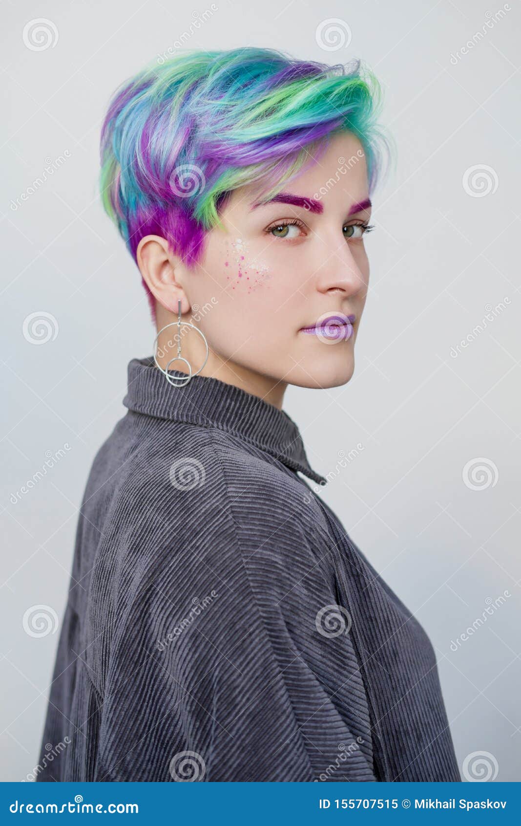 Young Beautiful Woman with Dyed Blue and Green Hair. Pixie Bob Short Haircut the Concept of Hair Styling. Stock Image - Image of crazy, coloring: 155707515 Young Beautiful Woman with Dyed Blue and Green Hair. Pixie Bob Short Haircut the Concept of Hair Styling. Stock Image - Image of crazy, coloring: 155707515