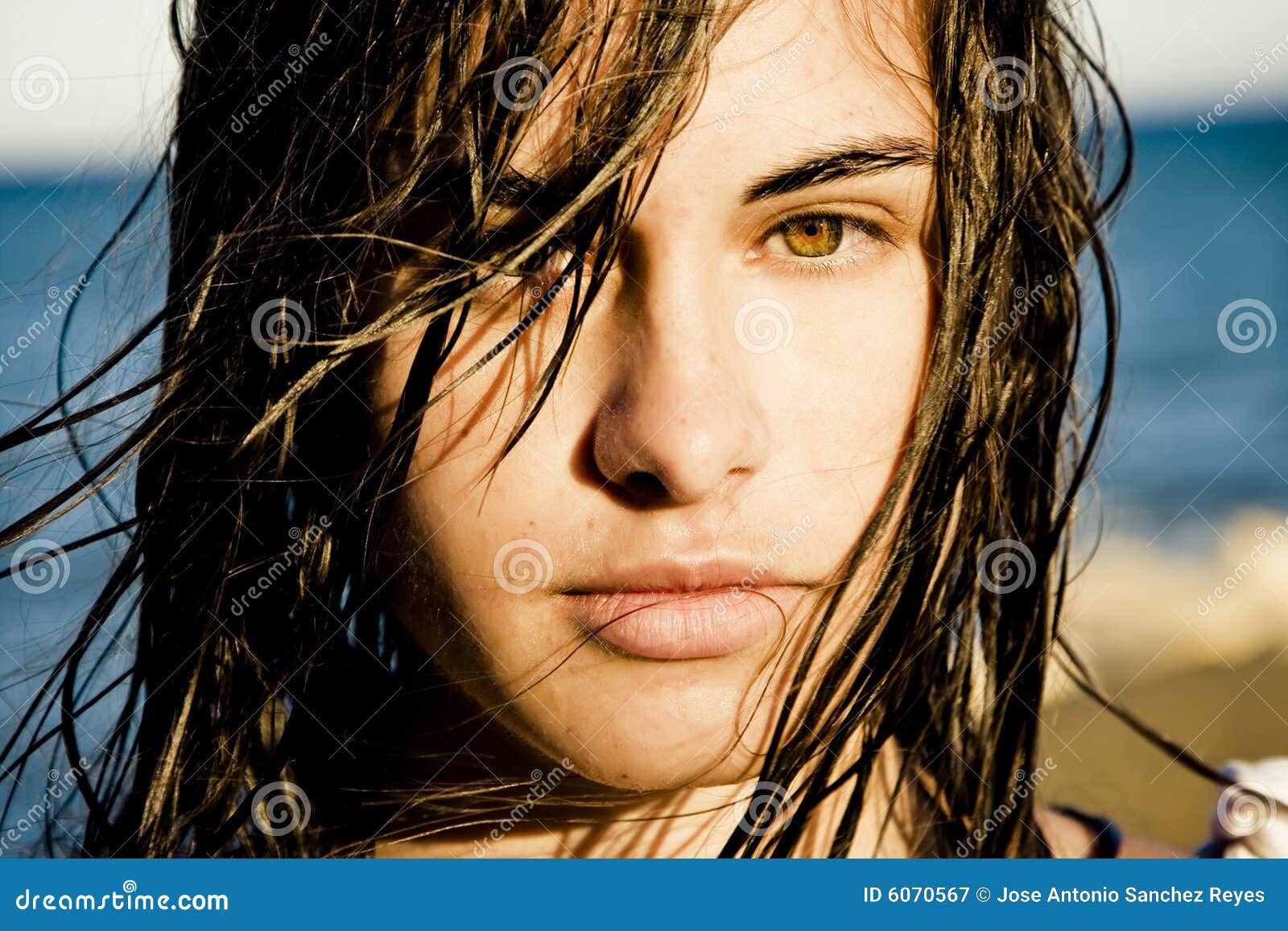 Young Beautiful Woman With Her Hair Over The Face Stock Image Image