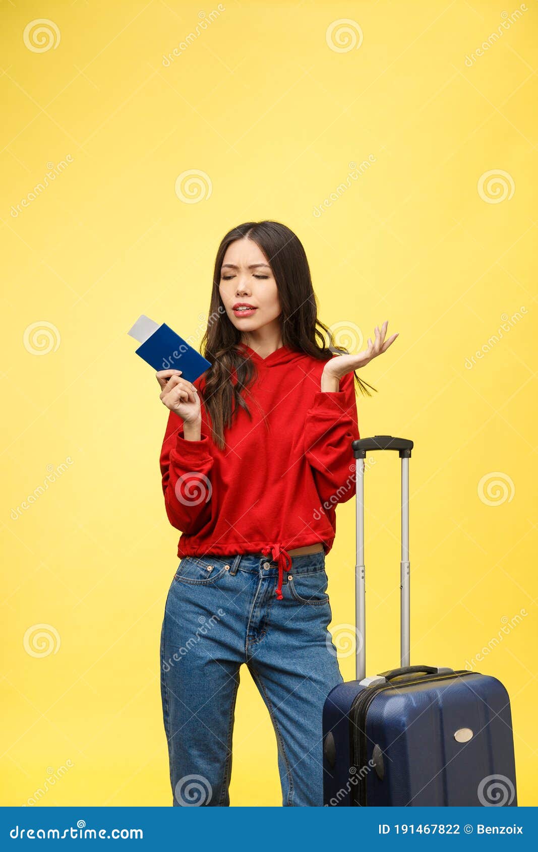 Young Beautiful Woman Holding Passport Over Isolated Background ...