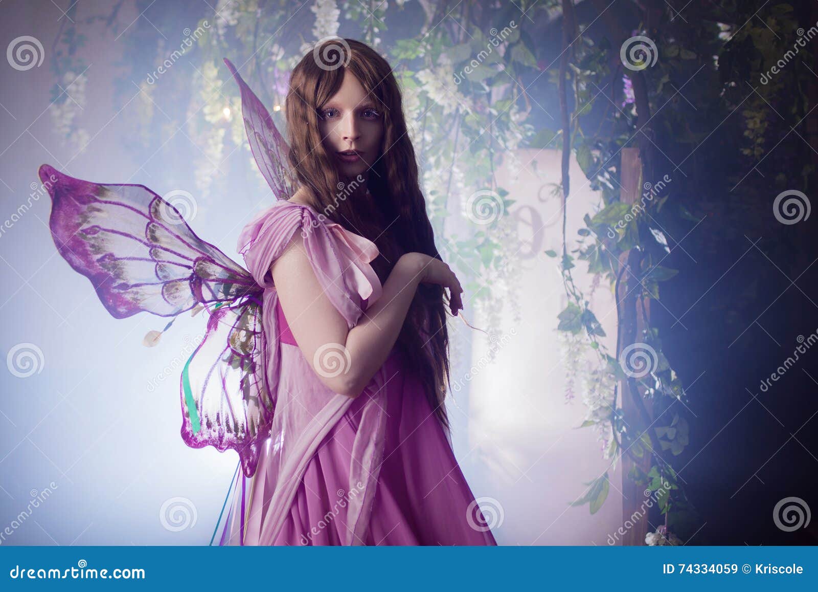 Young Beautiful Woman in the Image of Fairies, Magic Dark Forest ...