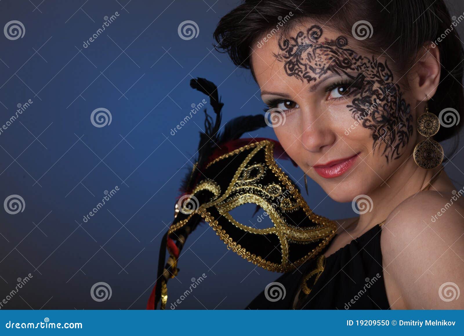 Young Beautiful Woman with Mask. Stock Photo Image of beautiful