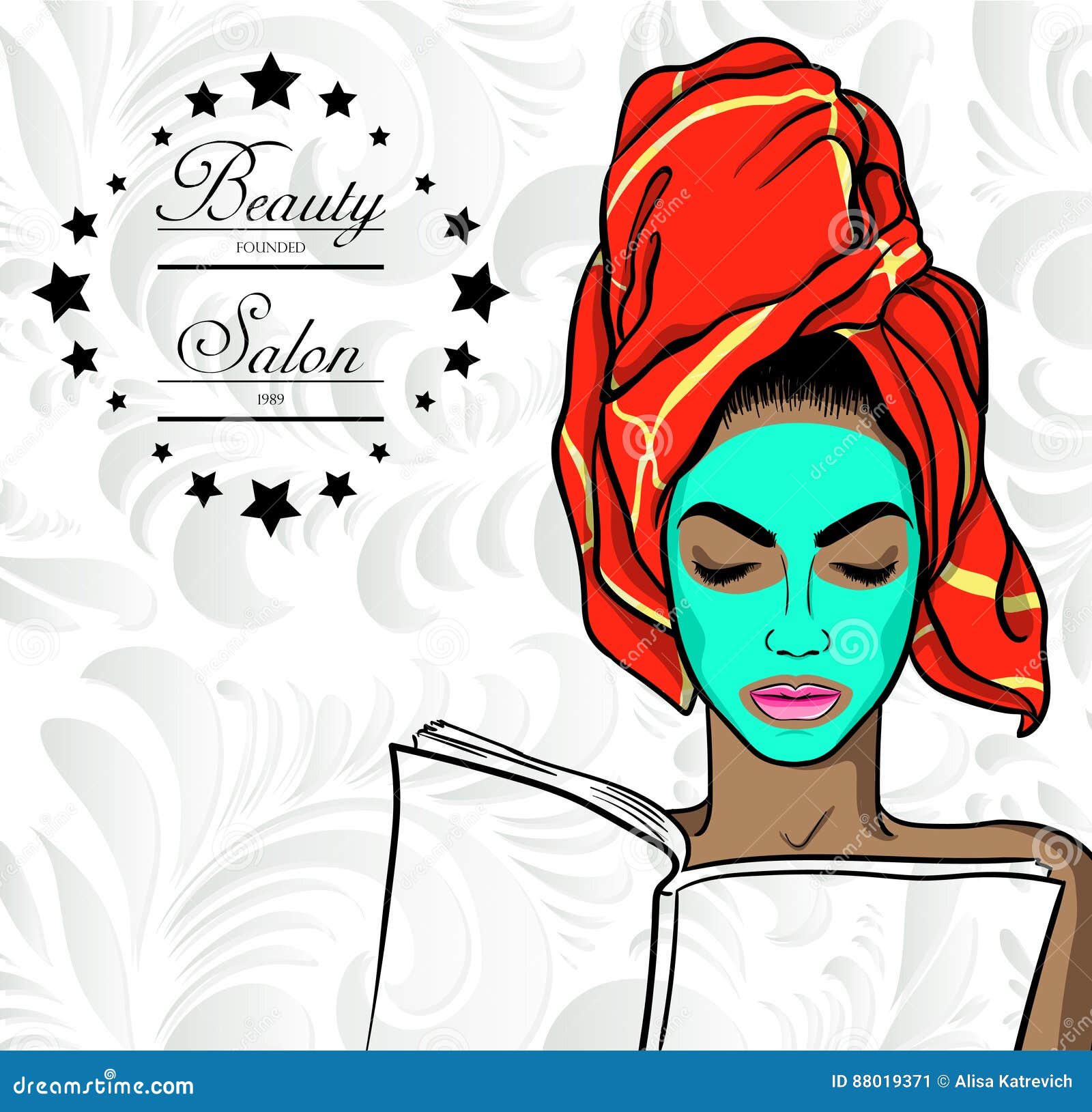 Young Beautiful Woman with Mask on Face. Vector Stock Vector