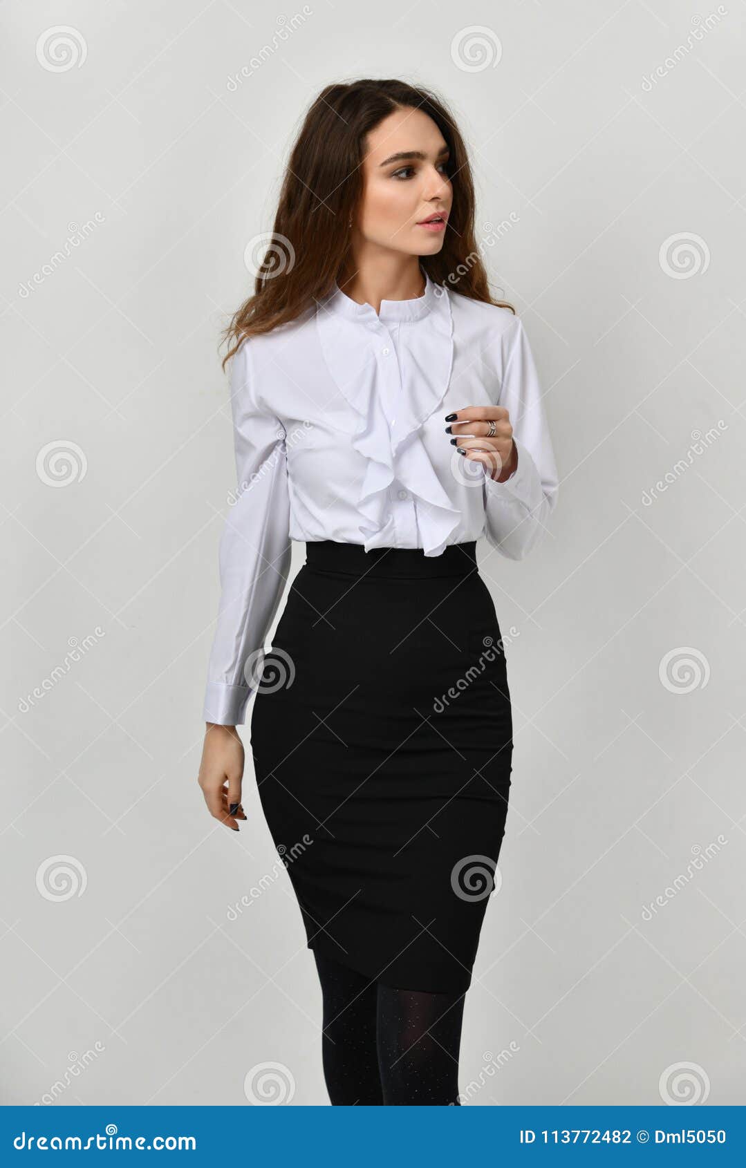 Young Beautiful Woman Posing in New Casual Office Cloth Stock Photo ...