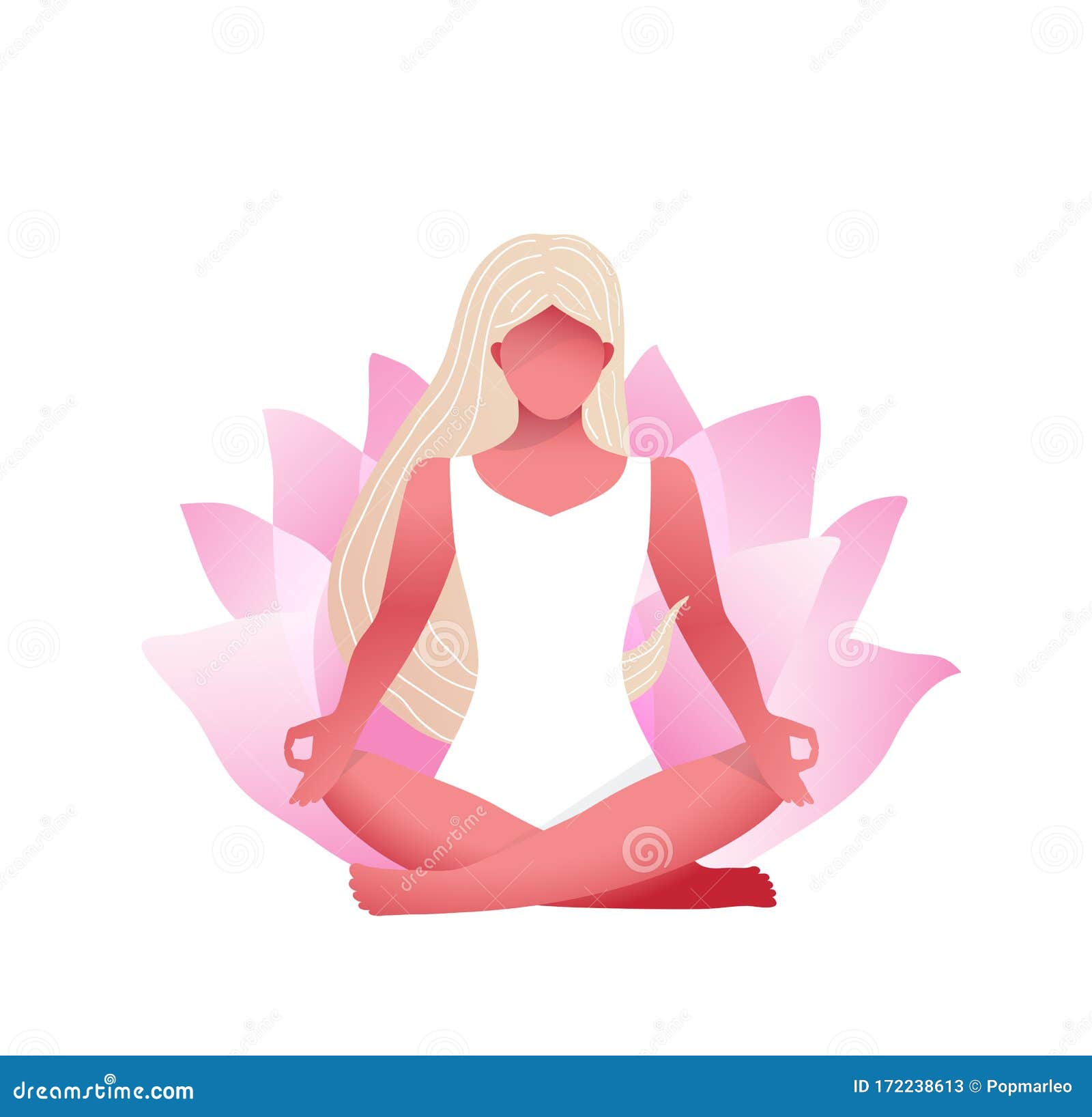 A Woman is Sitting in a Yoga Pose on the Background of a Lotus Flower.  Illustration on White Background. Stock Vector - Illustration of peaceful,  flower: 226402505