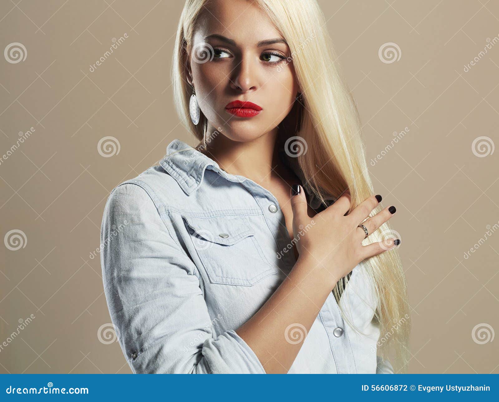 Young Beautiful Woman.Sexy Blond Girl.red Lips Stock Photo - Image of ...