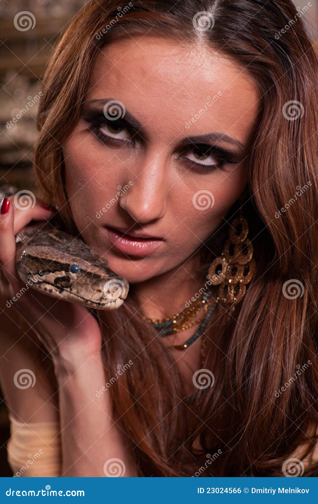 Young Beautiful Woman with Snake Stock Photo - Image of reptile ...