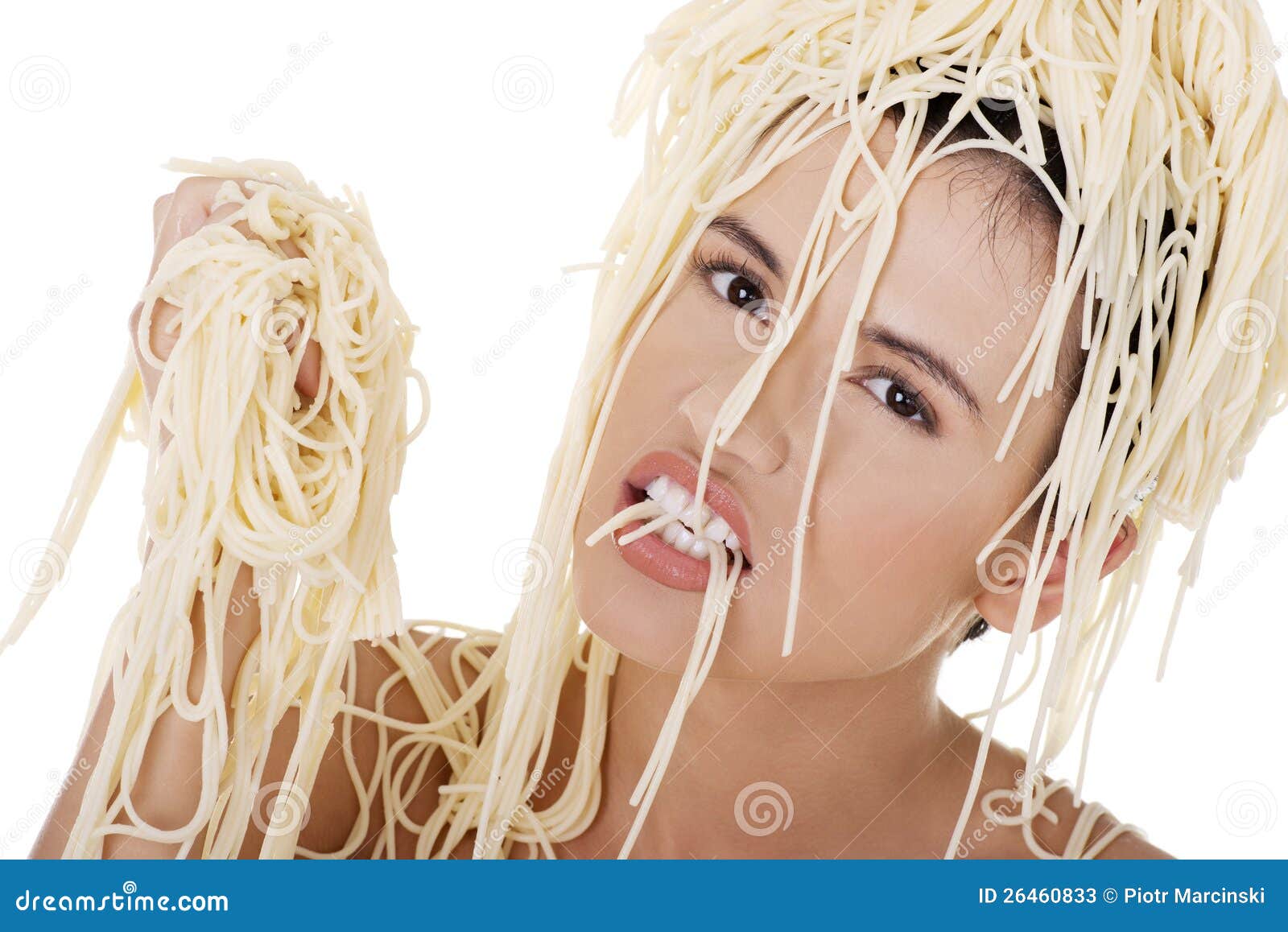 Young Beautiful Woman With Spaghetti Noodles Stock Photos Image 26460833