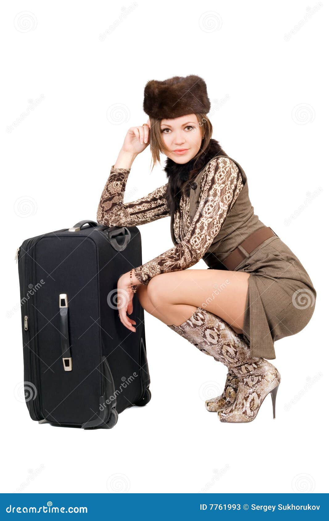 Young Beautiful Woman with a Suitcase Stock Image Image of lady